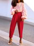 Mode Pantalons Femmes Plain Printemps Élégant Zip Taille Haute Aucune élasticité Pantalon droit Droit Régulier