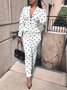 Mode Pantalons Pois Polka Toutes Les Saisons Urbain Taille Haute Micro-élasticité Faire la navette Long adapté Droit pour Femmes