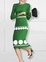 Robes Femmes Pois Polka Printemps / Automne Élégant Quotidien Jersey Mi-longue 1 * robe Col Rond Élasticité moyenne