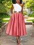 Robes Femmes Bloc de Couleur Été Élégant Polyester Quotidien Coupe Régulière Mi-longue Sans Manches Régulier