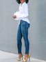 Jeans Plain Toutes Les Saisons Urbain Taille Haute Micro-élasticité Coupe Régulière Faire la navette Pantalon coupe slim Droit pour Femmes