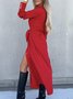 Robes Femmes Plain Printemps / Automne Élégant Aucune élasticité Quotidien Ligne X Régulier Robe Chemise Col de Chemise