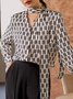 Blouses Géométrique Printemps / Automne Élégant Polyester Quotidien Manches Longues Régulier Droit Col en V Profond pour Femmes
