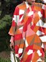 Robes Géométrique Printemps / Automne Urbain Polyester Col Montant Ample Faire la navette Manches Longues O-Ligne pour Femmes