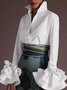 Blouses Plain Printemps / Automne Élégant Polyester Naturel Quotidien Coupe Régulière Régulier Col de Chemise pour Femmes