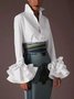 Blouses Plain Printemps / Automne Élégant Polyester Naturel Quotidien Coupe Régulière Régulier Col de Chemise pour Femmes