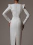 Robes Femmes Plain Printemps / Automne Élégant Polyester Quotidien Mi-longue Manches Longues S-La ligne Régulier