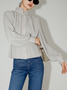 Blouses Plain Printemps / Automne Élégant Polyester Col Montant Micro-élasticité Quotidien Coupe Régulière Régulier pour Femmes
