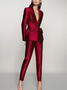 Blazer Plaine Automne Elé Polyester Coupe Regular Manches Longues Col Revers H-Line Regular pour Femme