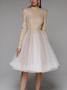 Mariage Robe & Fête Robe Plain Printemps Élégant Polyester Aucune élasticité Mariage Col Rond Ligne X Adapté & Éclater Robe pour Femmes