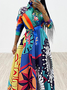 Robes Femmes Abstrait Printemps Urbain Coupe Régulière Long Manches Longues Ligne X Régulier Col de Chemise