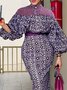 Blouse Géométrique Printemps Urbain Col Montant Quotidien Ample Manches Longues Droit Régulier pour Femmes