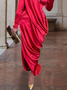 Mariage Robe & Fête Robe Femmes Plain Printemps Élégant Satin Taille Haute Micro-Élasticité Fête Long Manches Longues