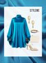 Manchon de Lanterne Plain Col Roulé Mini Robe