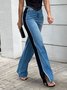 Jeans Femmes Bloc de Couleur Toutes Les Saisons Urbain Quotidien Coupe Régulière Taille Moyenne Pantalon droit Toile de Jean Régulier
