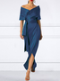 Mariage Robe & Fête Robe Femmes Plain Printemps Élégant Col V Taille Haute Micro-Élasticité Coupe Régulière x-ligne Régulier