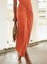 Robes Femmes Plain Été Urbain Froncé Coupe Régulière Maxi Col Rond S-Ligne Régulier