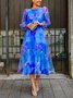 Robes Femmes Floral Été Vacances Polyester Quotidien Coupe Régulière Manches Longues Ligne X ultra Léger