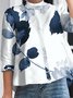 Blouses Femmes Floral Printemps / Automne Urbain Aucune élasticité Quotidien Manches Longues Régulier Droit Demi col roulé