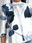 Blouses Femmes Floral Printemps / Automne Urbain Aucune élasticité Quotidien Manches Longues Régulier Droit Demi col roulé