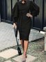 Robes Plaine Automne Élé Manches Lanterne Naturel Coupe régulière Manches longues Col rond S-Line pour Femme