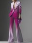 Blazers Ombre Printemps / Automne Urbain Taille Haute Micro-élasticité Faire la navette à Col Revers Ligne X Régulier pour Femmes