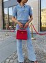 Pantalons Plain Printemps / Automne Urbain Micro-élasticité Quotidien Coupe Régulière Taille Moyenne Pantalon droit Régulier pour Femmes