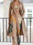 Manteaux de Tranchée Floral Printemps / Automne Urbain Sergé Naturel Aucune élasticité Manches Longues Mi-long Régulier pour Femmes