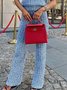 Pantalons Plain Printemps / Automne Urbain Micro-élasticité Quotidien Coupe Régulière Taille Moyenne Pantalon droit Régulier pour Femmes