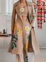 Manteaux de Tranchée Floral Printemps / Automne Urbain Sergé Naturel Aucune élasticité Manches Longues Mi-long Régulier pour Femmes