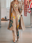 Manteaux de Tranchée Floral Printemps / Automne Urbain Sergé Naturel Aucune élasticité Manches Longues Mi-long Régulier pour Femmes