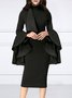 Robes Femmes Plain Printemps / Automne Élégant Micro-élasticité Quotidien Taille Moyenne Manches Longues Collant Régulier