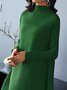 Robes Pulls Femmes Plain Automne Élégant Tricoté Naturel Trapèze Régulier Demi col roulé Non