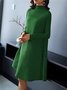 Robes Pulls Femmes Plain Automne Élégant Tricoté Naturel Trapèze Régulier Demi col roulé Non