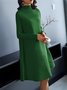 Robes Pulls Femmes Plain Automne Élégant Tricoté Naturel Trapèze Régulier Demi col roulé Non