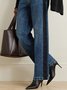 Jeans Bloc de Couleur Printemps / Automne Urbain Polyester Taille Haute Faire la navette Pantalon droit Droit Régulier pour Femmes