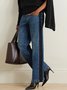 Jeans Bloc de Couleur Printemps / Automne Urbain Polyester Taille Haute Faire la navette Pantalon droit Droit Régulier pour Femmes