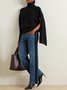Jeans Bloc de Couleur Printemps / Automne Urbain Polyester Taille Haute Faire la navette Pantalon droit Droit Régulier pour Femmes