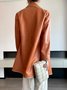 Cuir Manteaux Bloc de Couleur Automne Urbain Coton Micro-élasticité Coupe Régulière Boutons à Col Revers Droit pour Femmes