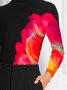 T-shirts Femmes Abstrait Printemps / Automne Urbain Polyester Micro-élasticité Quotidien Serré Manches Longues Col Roulé