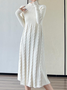 Robes Pulls Femmes Plain Automne Élégant Acrylique Col Montant Quotidien Coupe Régulière Maxi Non