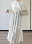 Robes Pulls Femmes Plain Automne Élégant Acrylique Col Montant Quotidien Coupe Régulière Maxi Non