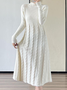 Robes Pulls Femmes Plain Automne Élégant Acrylique Col Montant Quotidien Coupe Régulière Maxi Non