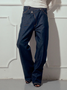 Jeans Plain Printemps / Automne Urbain Naturel Poids lourd Quotidien Ample Pantalon droit Droit pour Femmes