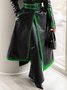 Cuir Manteaux Femmes Bloc de Couleur Automne Urbain Coton Taille Haute Poids lourd Aucune élasticité Faire la navette Mi-long