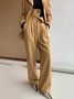 Mode Pantalons Plain Printemps / Automne Urbain Polyester Zip Ceinture Taille Haute Coupe Régulière Droit pour Femmes