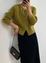 Cardigans Plain Printemps / Automne Urbain Naturel Aucune élasticité Quotidien Coupe Régulière Manches Longues Régulier pour Femmes