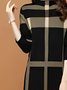 Robes Pulls Plaid Automne Urbain Acrylique Naturel Poids lourd Aucune élasticité Manches Longues Droit pour Femmes