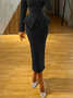 Jupes Plain Printemps / Automne Élégant Taille Haute Aucune élasticité Quotidien Coupe Régulière Fente S-Ligne pour Femmes