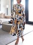 Robes Abstrait Printemps / Automne Urbain Ceinture Naturel Quotidien Coupe Régulière Mi-longue Robe Chemise pour Femmes